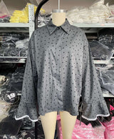 Heart Print Button-Up Top with Lace Trim image 4