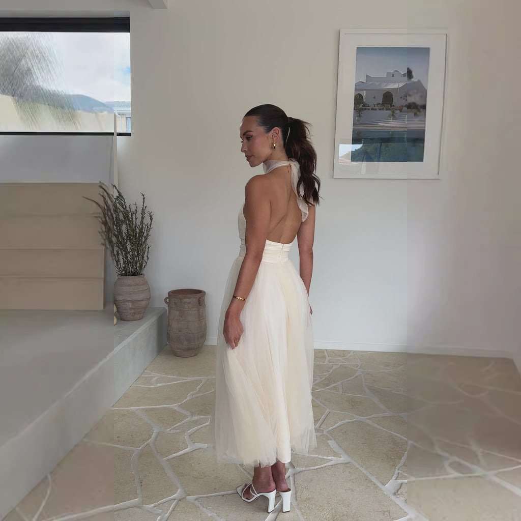 Halter Tulle Midi Dress image 3