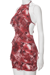 Floral Mesh Print Ruffle Dress image 4