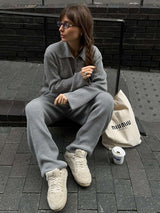 Cozy Gray Ribbed Lounge Set image 4