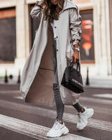Hooded Trench Coats - L, Light Grey image