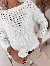 Open-Knit Sweater with Crew Neck image 2