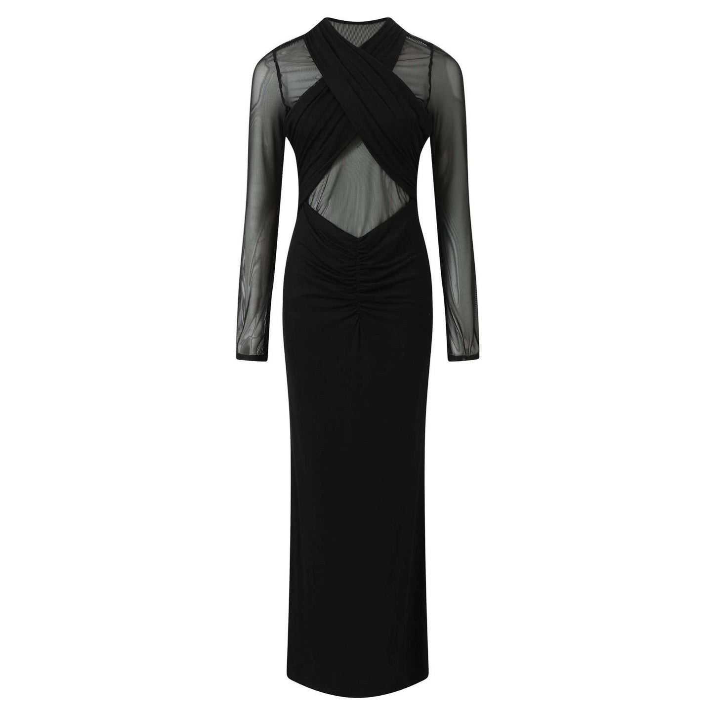 Sheer Back Long-Sleeve Maxi Dress image 4