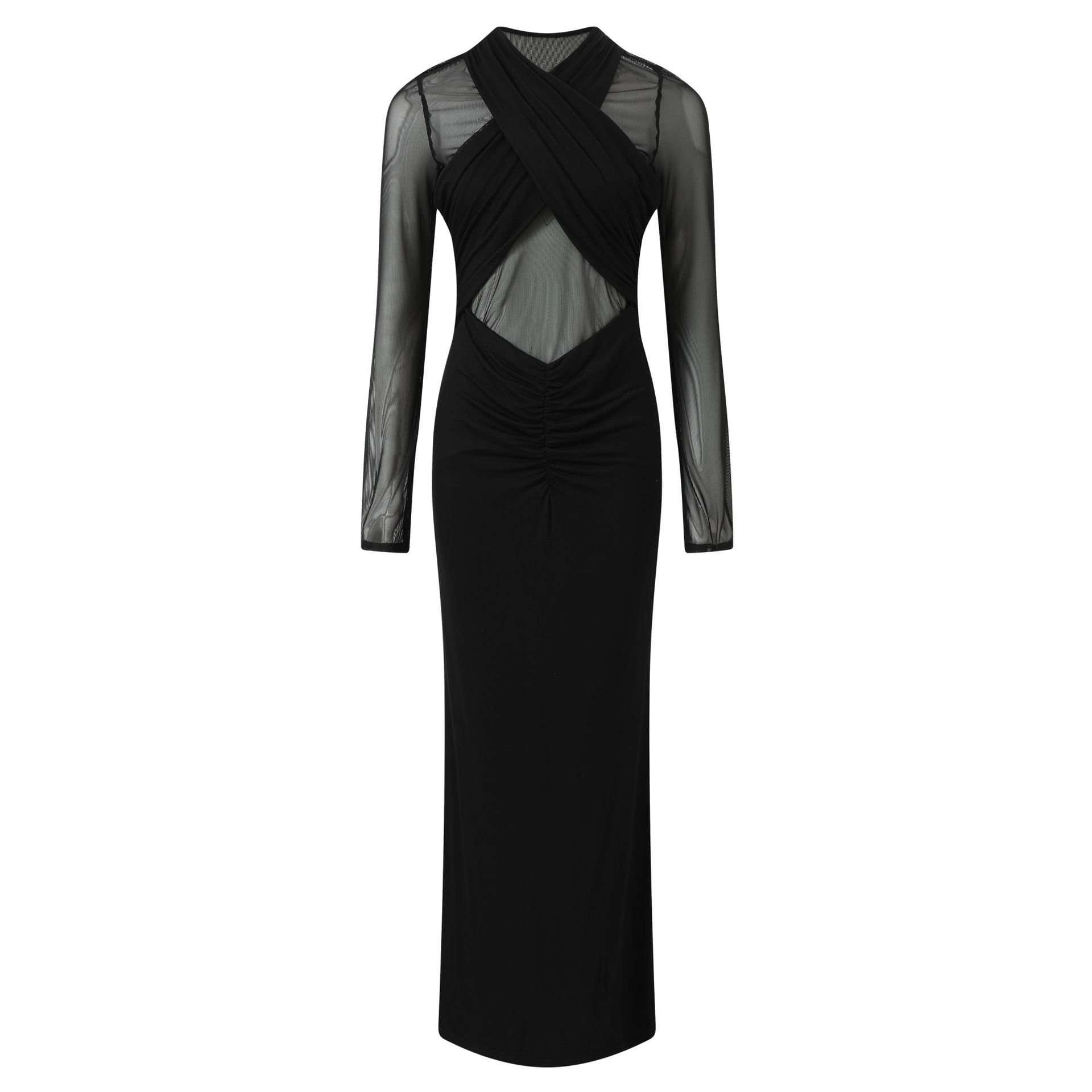 Sheer Back Long-Sleeve Maxi Dress image 4