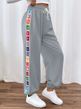 Colorful Side-Striped Lounge Pants - L, Grey image