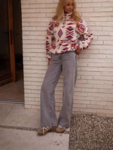 Cozy Geometric Pattern Fleece Pullover image 4