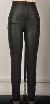 Skinny Jeans High Waist  Pants PU Leather image 5