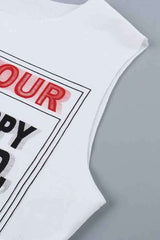 Letter Print Front Sleeveless Crop Top Streetwear image 7