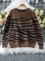 Striped Knit Sweater with Shoulder Buttons image 5