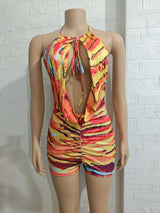 Abstract Tie-Front Halter Romper image 4
