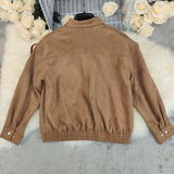 Classic Faux Suede Bomber Jacket image 4