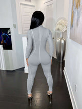 Long Sleeve Zipper Romper Jumpsuit image 5