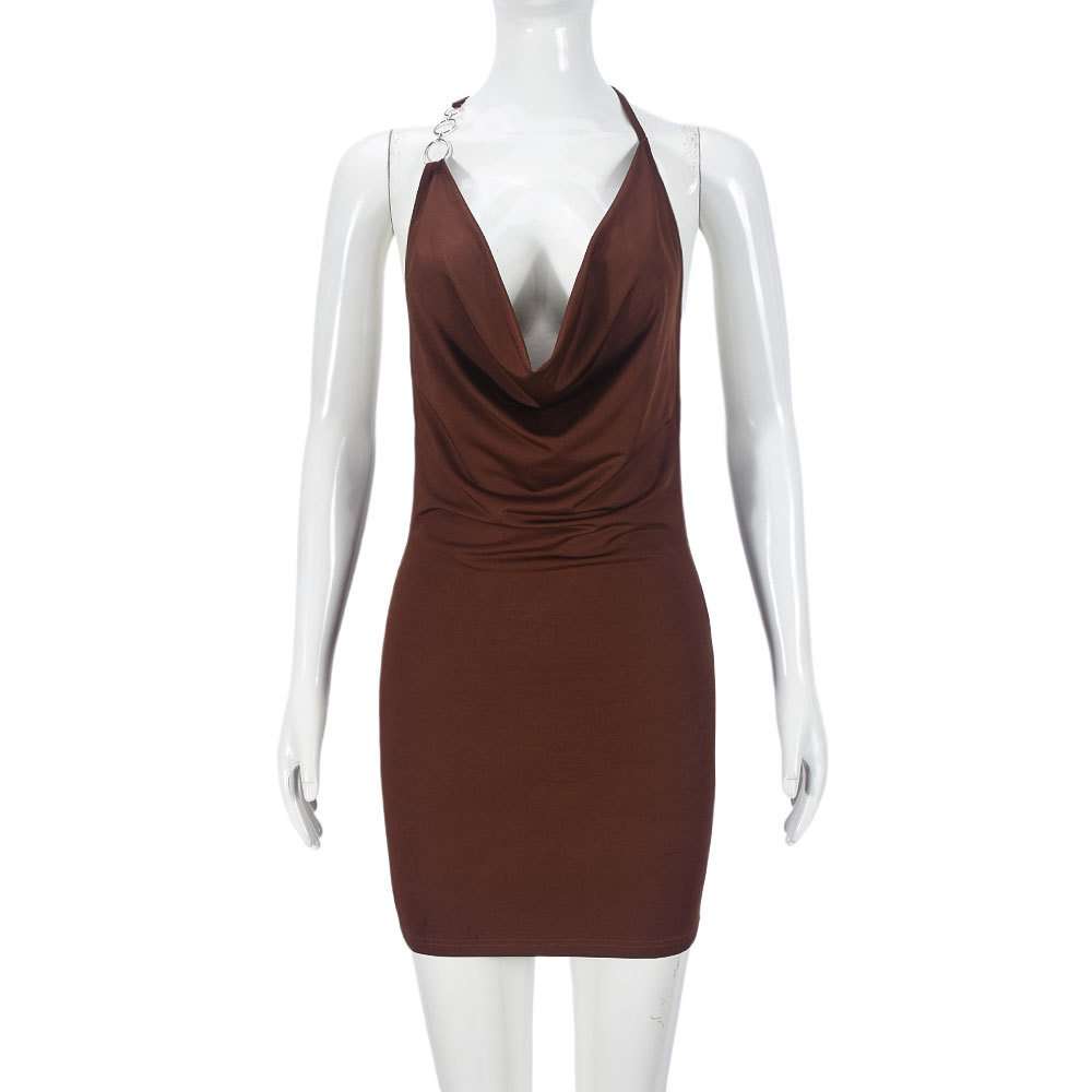 Date Night Spaghetti Strap Tank Dress - S, Brown image