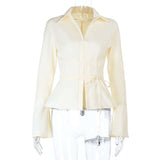 Long-Sleeve Wrap Waist Peplum Blouse image 2