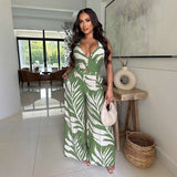 Palm Breeze Printed Halter Set - S, Green image