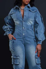 Denim Cargo Jumpsuit image 2