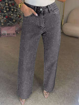 High-Waisted Wide-Leg Jeans with Embellishments image 4