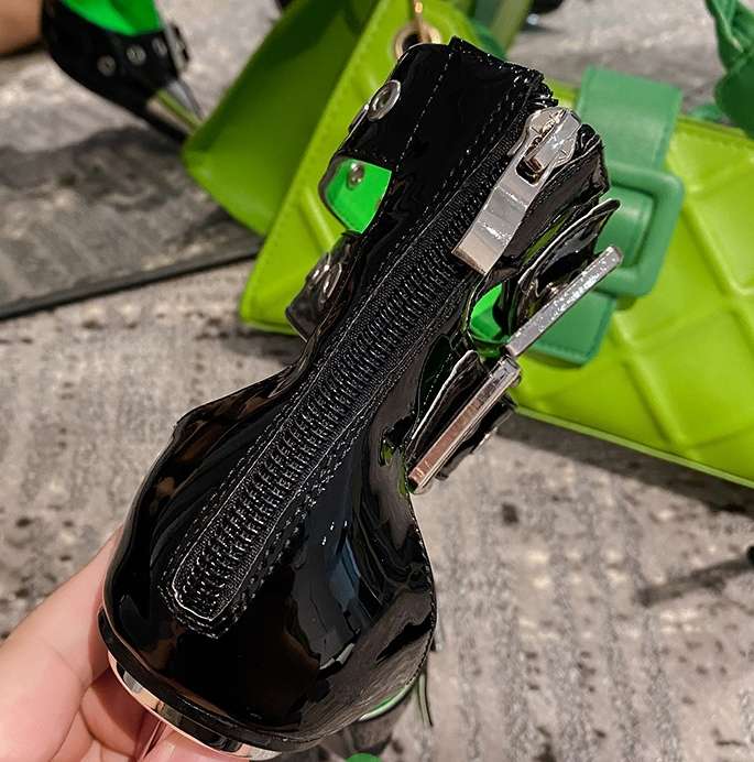 Pointed Toe Stiletto Metal Heels Ankle Buckle Straps image 1