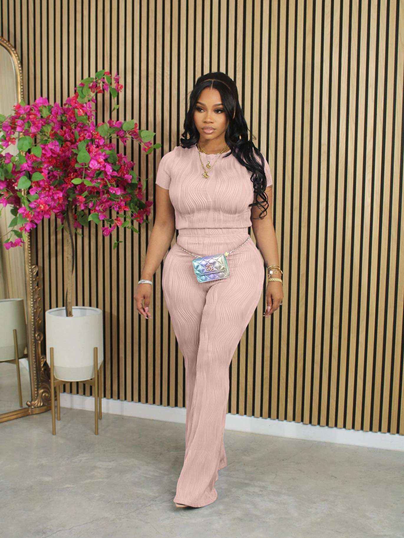 Wavy Pattern Top and Pant Matching Set image 1