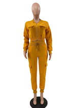 Baseball Collar Crop Zipper Sweatshirt Sweatpants Set image 5