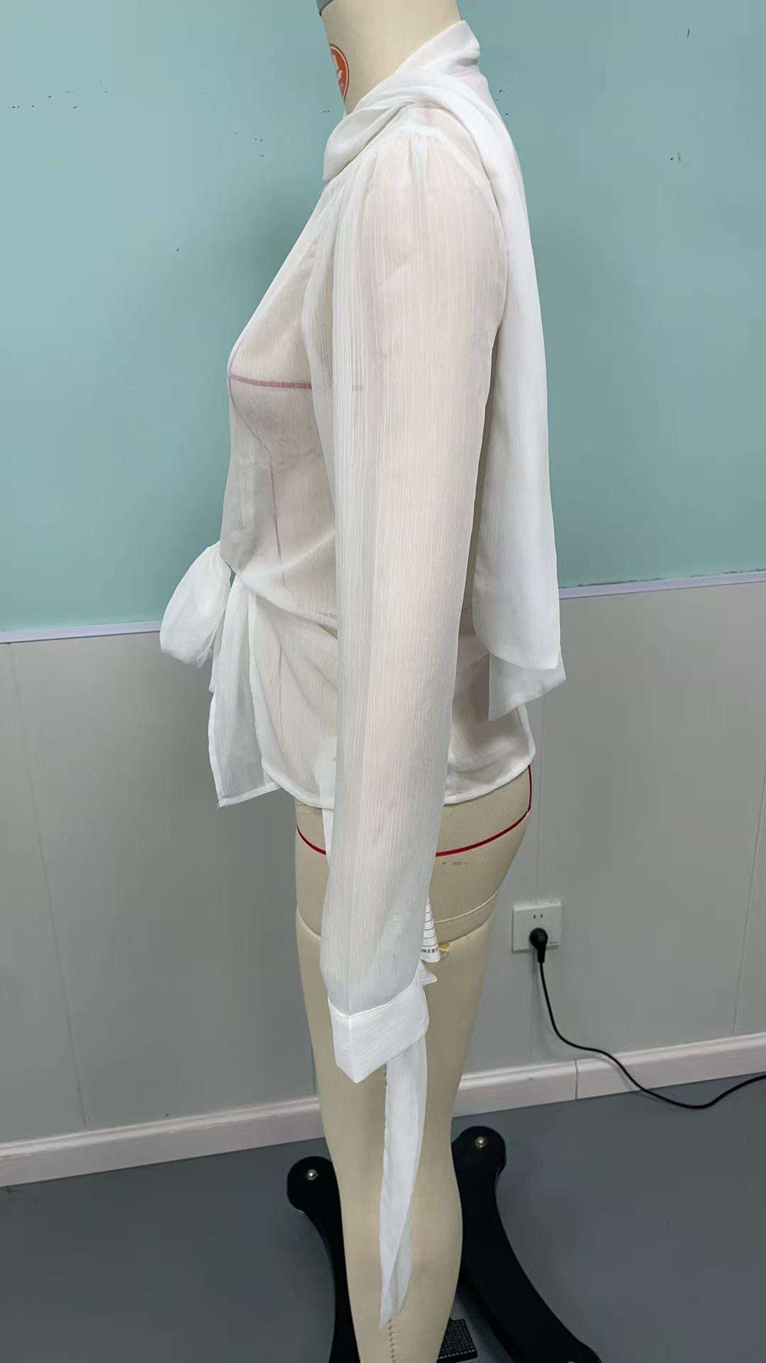 Elegant White Tie-Front Blouse image 4