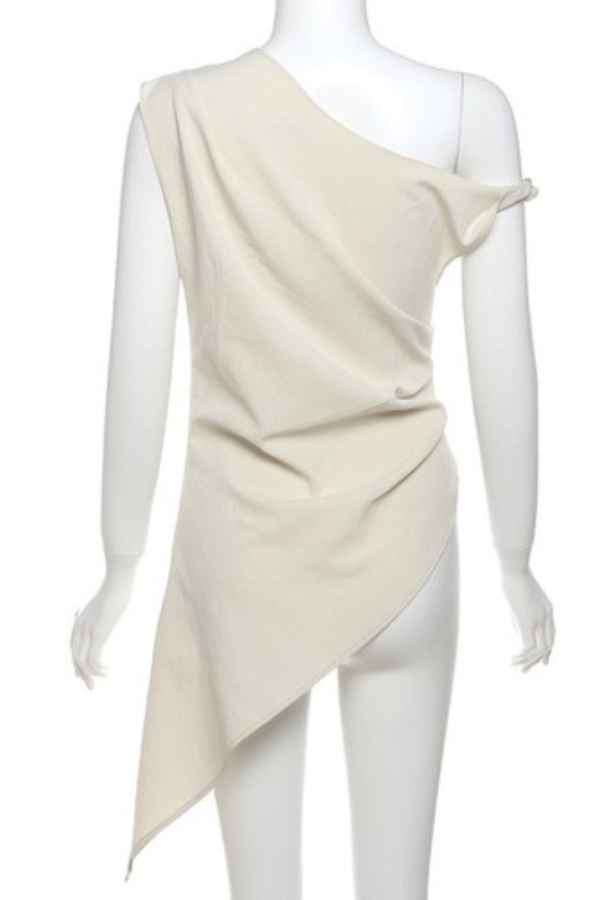 Sexy One Shoulder Asymmetric Cut Sleeveless Fashion Top image 4