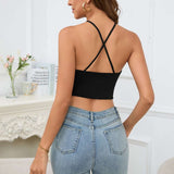 Crisscross Halter Keyhole Front Crop Top image 2