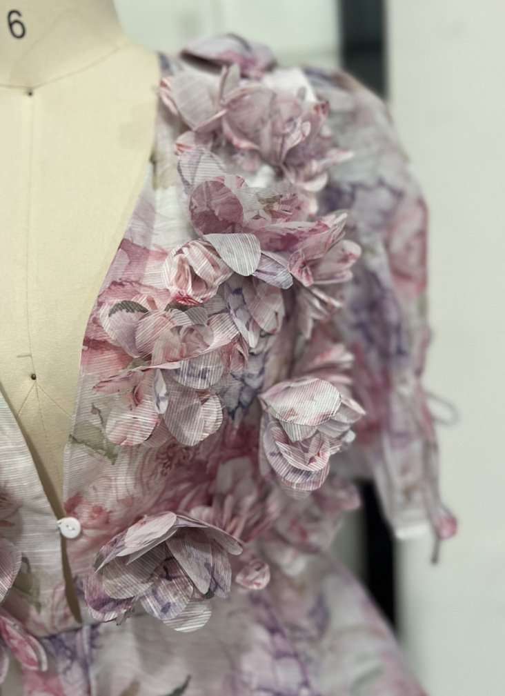 Floral Ruffled Dress with Puff Sleeves image 3