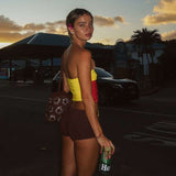 Colorblock Halter Ring Top and Shorts Set image 2