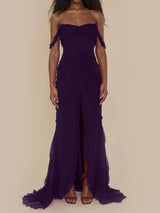 Off-Shoulder Pink Ruffled Gown image 5