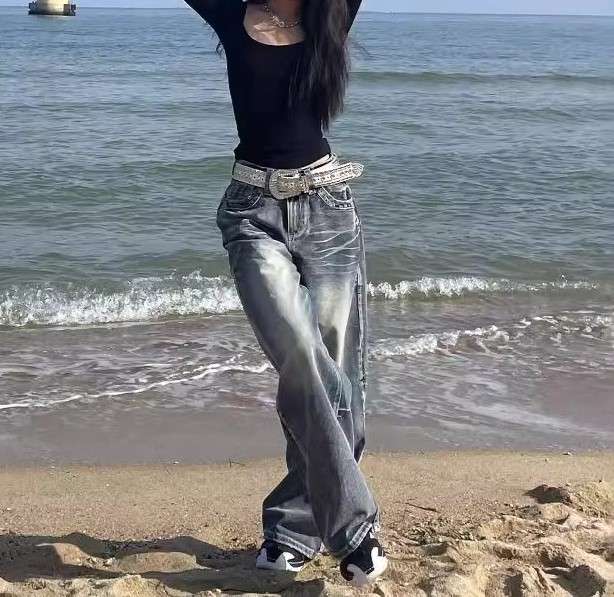 Streetwear popular High Waist - M, Blue image