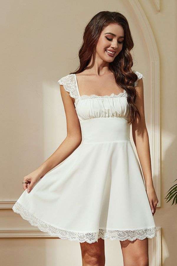 Lace-Trim A-Line Dress image 0