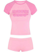 Graphic Tee & Shorts Set - S, Pink image