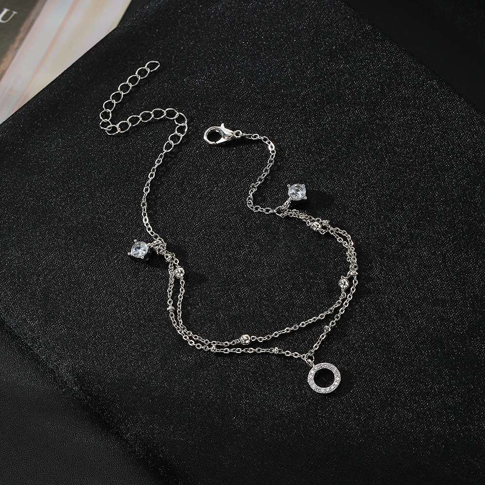 Silver Chain Bracelet with Crystals image 2