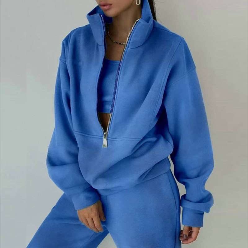Fashion Sweatshirt & Long Pants Sets - S, Blue image