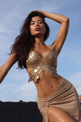 Sexy Butterfly Shaped Halter Neck Glitter Crop Top image 3