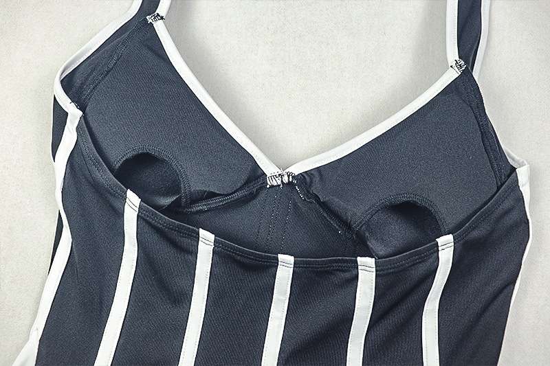 Chic Black and White Striped Dress image 3