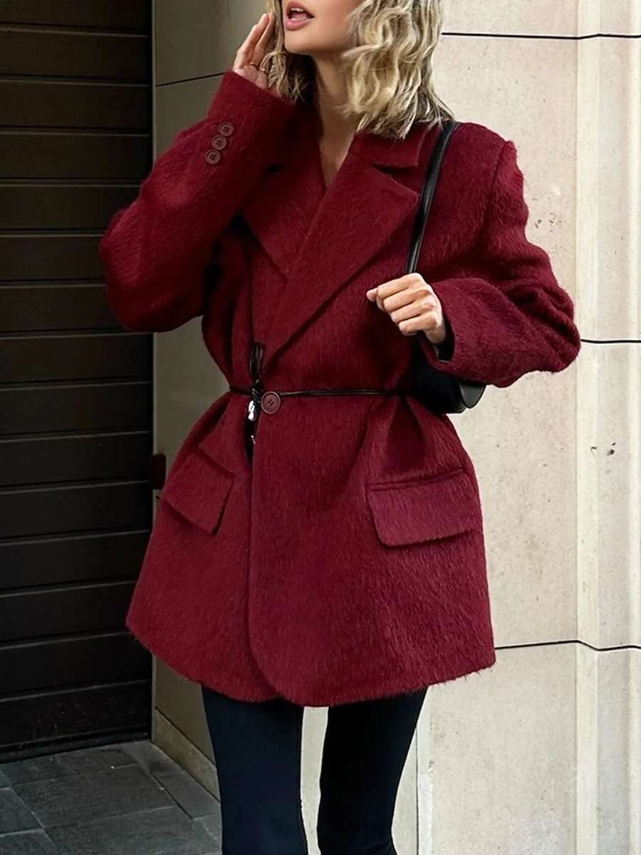 Long Blazer Coat With Belt image 0