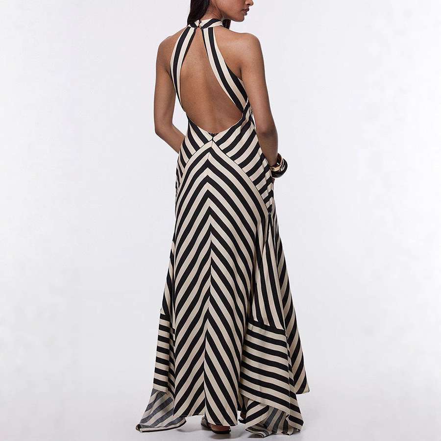 Geometric Striped Maxi Dress image 4