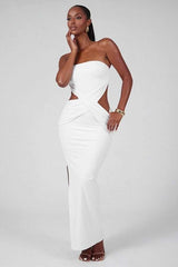 Elegant White Strapless Cutout Gown image 0