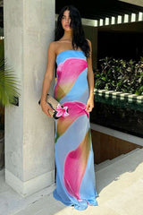 Strapless Floral Print Maxi Dress image 0