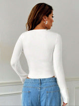 Ribbed Button-Up Crop Top image 3