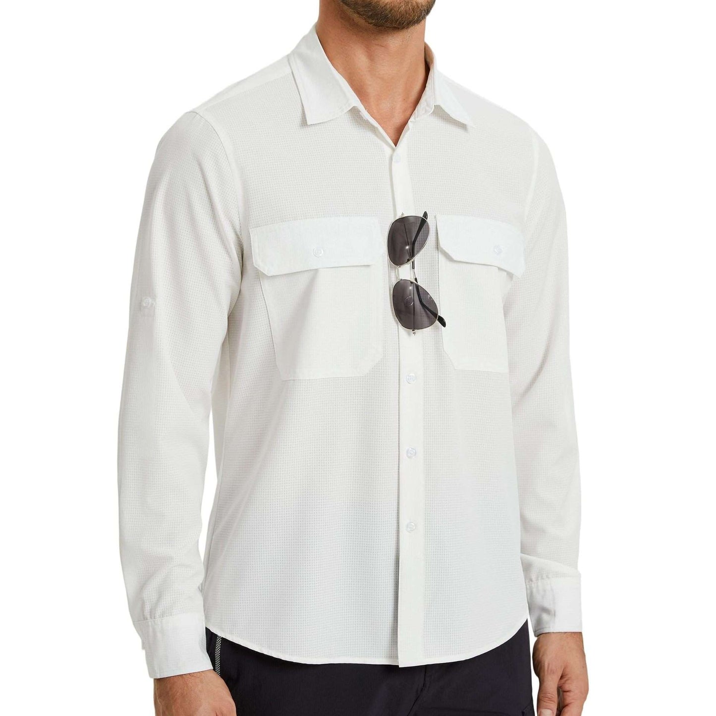 Men's White Long-Sleeve Utility Shirt image 3
