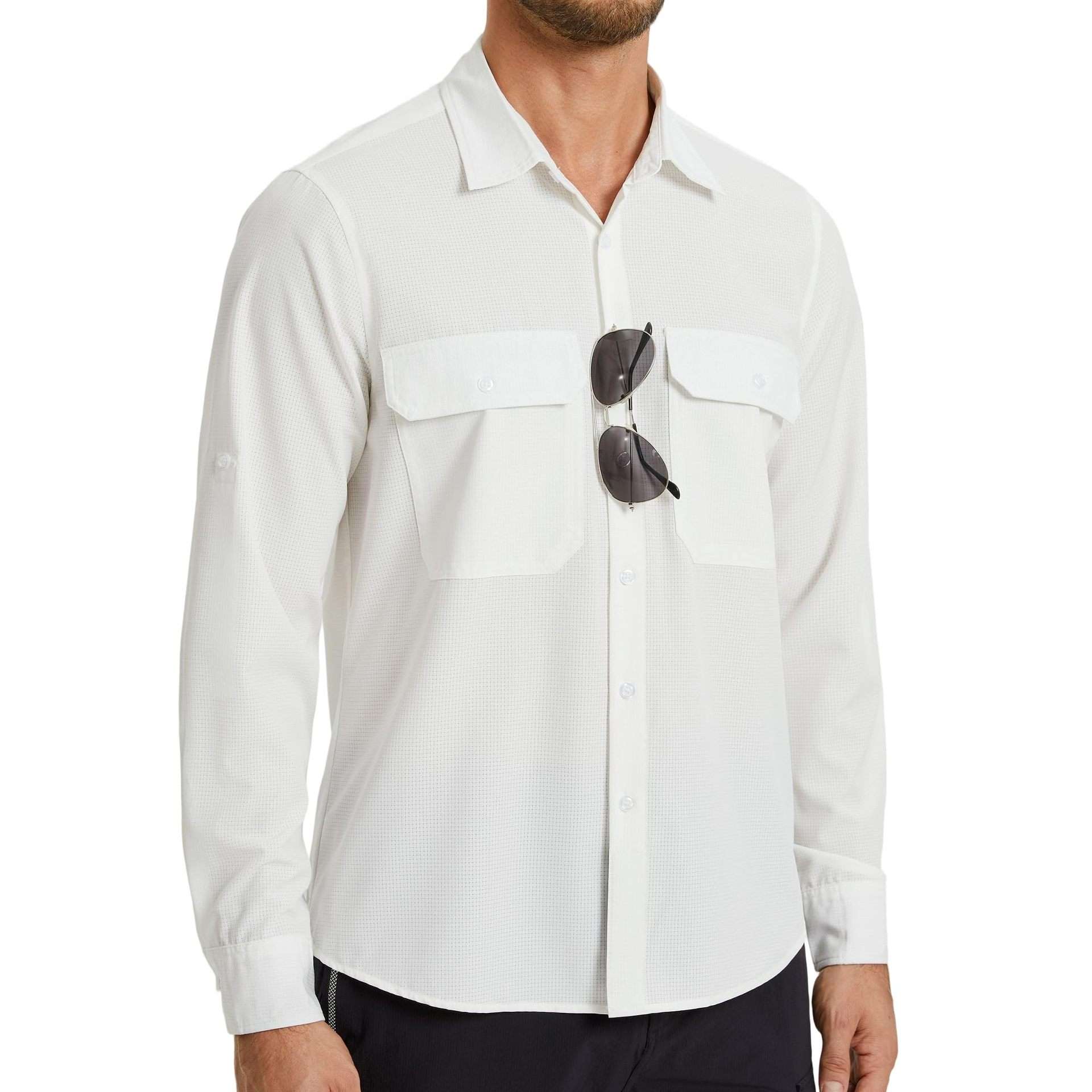 Men's White Long-Sleeve Utility Shirt image 3