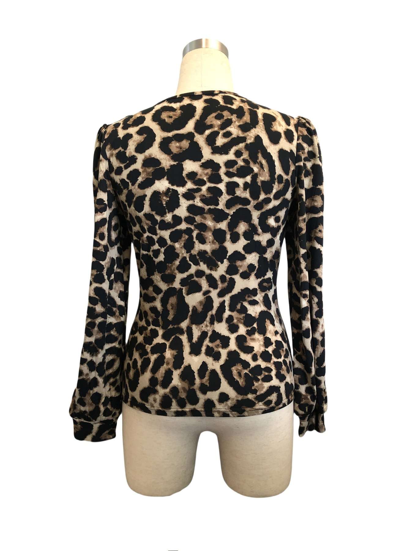 Leopard Print V Neck Top image 4