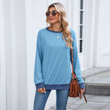 Oversized Sweatshirt with Contrast Cuffs - L, Blue image