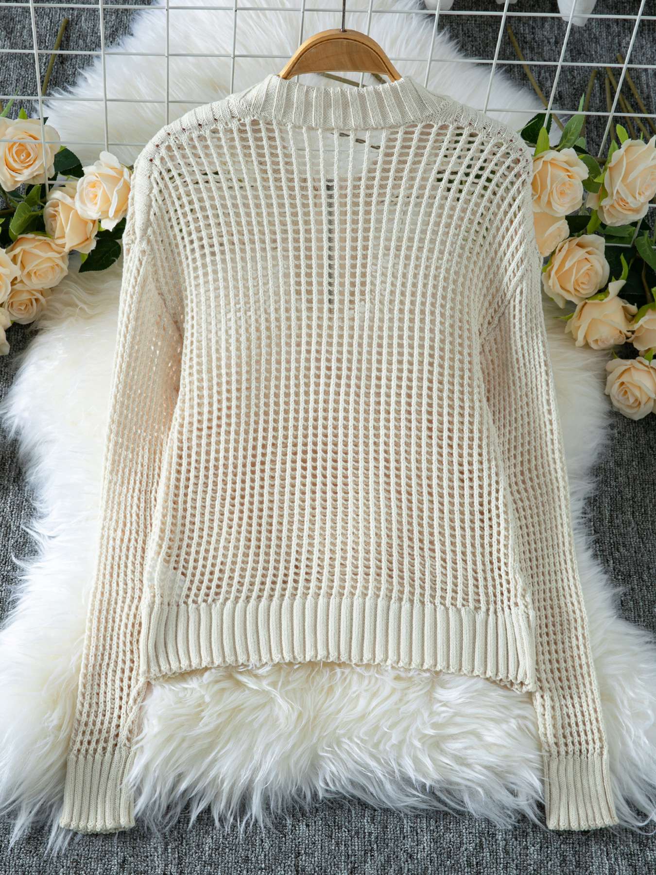 Cozy Open-Weave Knit Pullover image 4