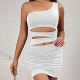 One-Shoulder Cutout Bodycon Mini Dress image 4