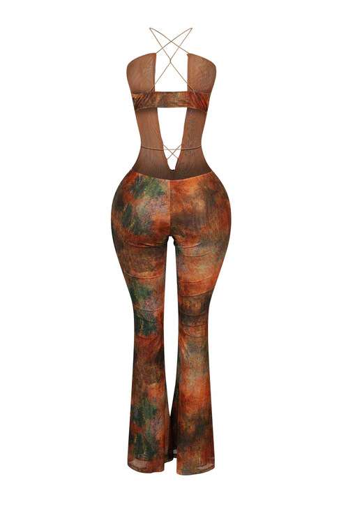 Marble-Print Halter-Style Jumpsuit image 5