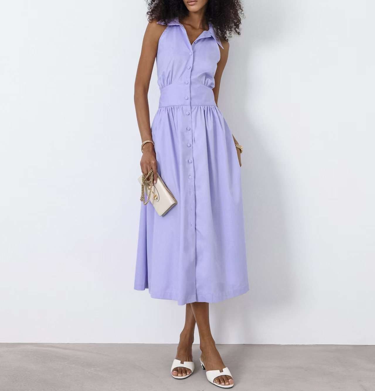 Sleeveless Button-Down Midi Dress image 1